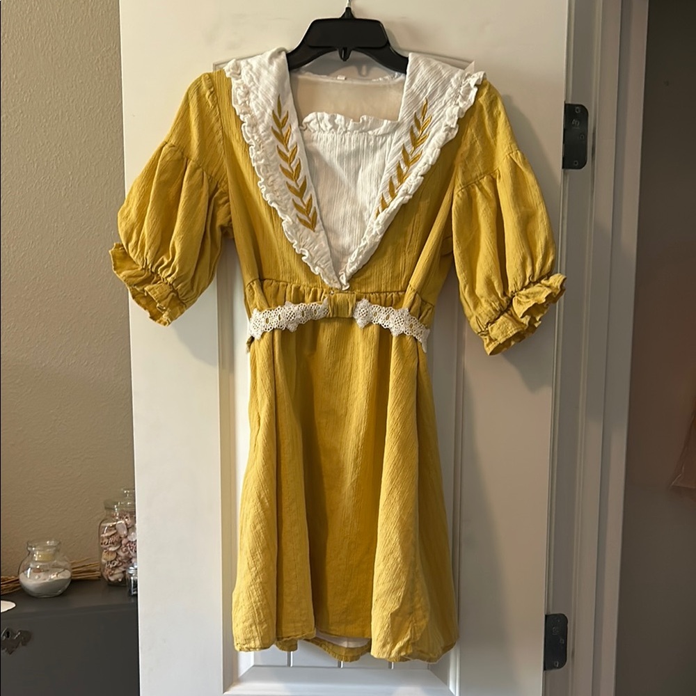 Mustard yellow lolita style dress, size small
